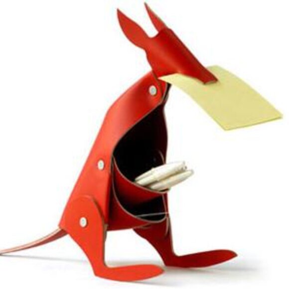 Vacavaliente Recycled Leather Desk Accessory Kangaroo Red - Picture 1 of 9